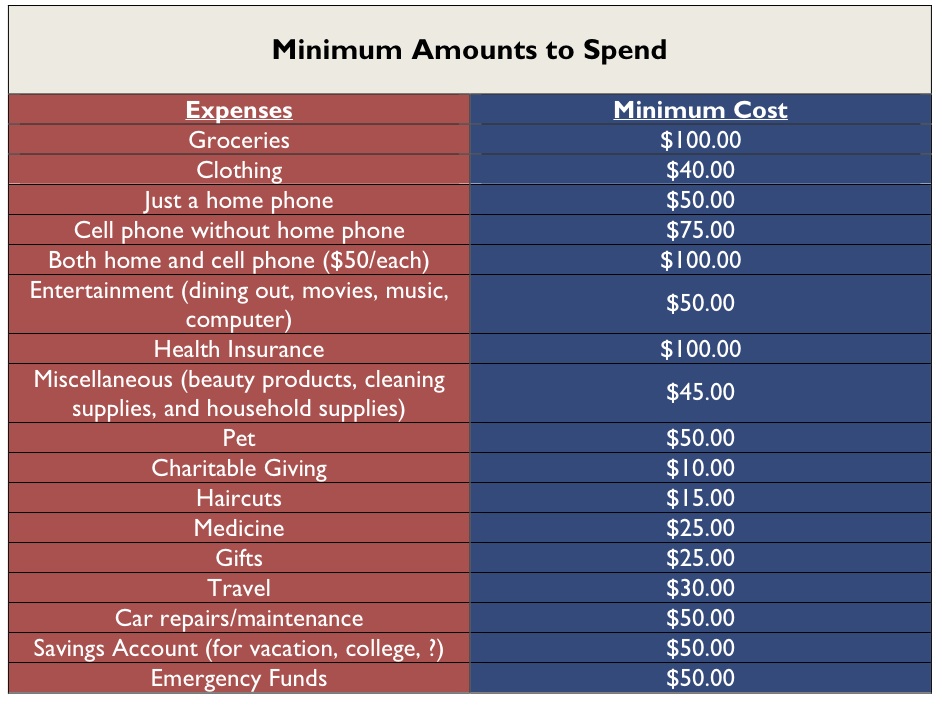 budget for living expenses